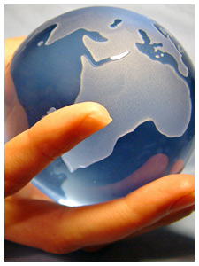 globe in hand