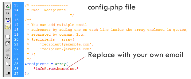 Contact form configuration