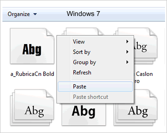 Installing fonts in Windows 7