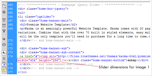 Slider image dimensions