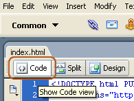 Dreamweaver Code View