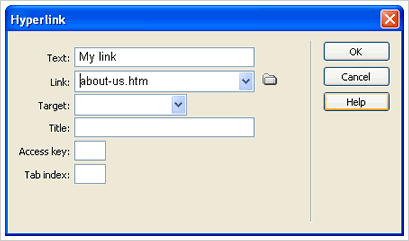 Inserting Links in Dreamweaver
